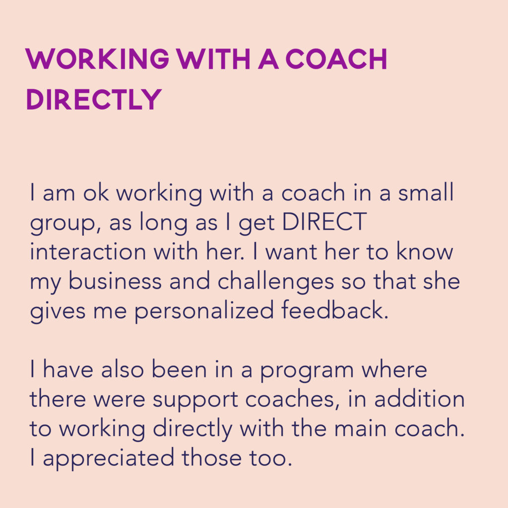 Working directly with a coach